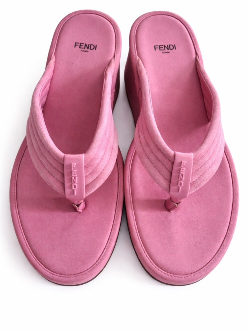 Fendi Platform Wedge Sandals Pink Suede 85mm Size 41 US 10 - Picture 12 of 16